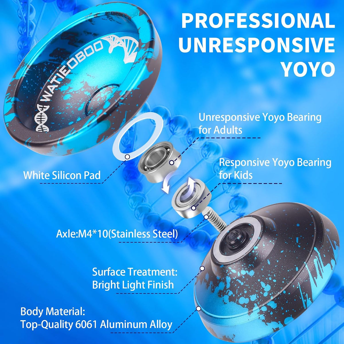 C130 YoYo Professional Responsive Yo yo Bearing for Kids Beginner - Black Blue - image 3