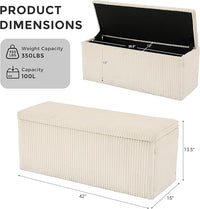 SUN TIME 42" Foldable Velvet Ottoman Bench with Storage，Large Capacity End of Bed Chest, Soft Cushion Seat, Toy & Blanket Organizer, Footrest for Bedroom, Living Room, Entryway, Apartment