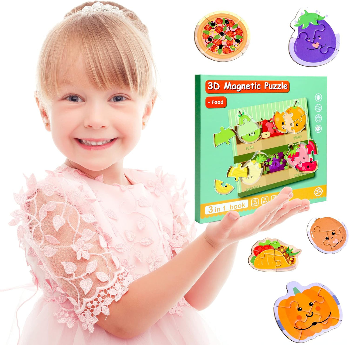 Magnetic Puzzles for Kids Ages 3-5 - Food - image 4