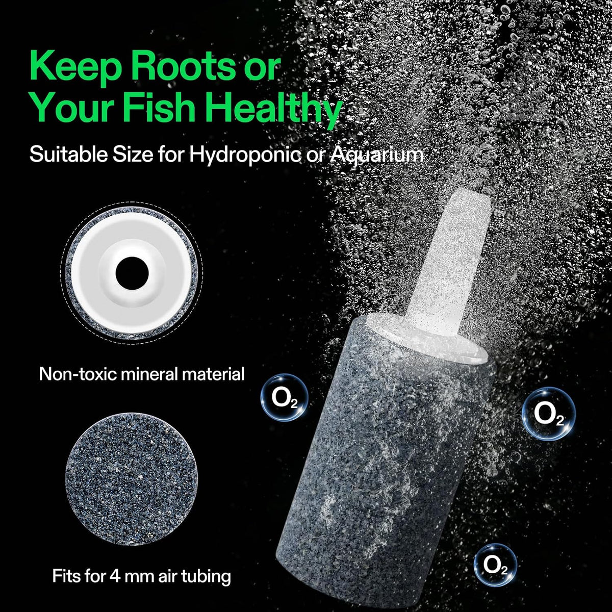 VIVOSUN 2PCS 4 x 2 in Large Air Stone for Aquarium, Air Pump – Essentials for Fish - 1 inch-Cylindrical - image 2
