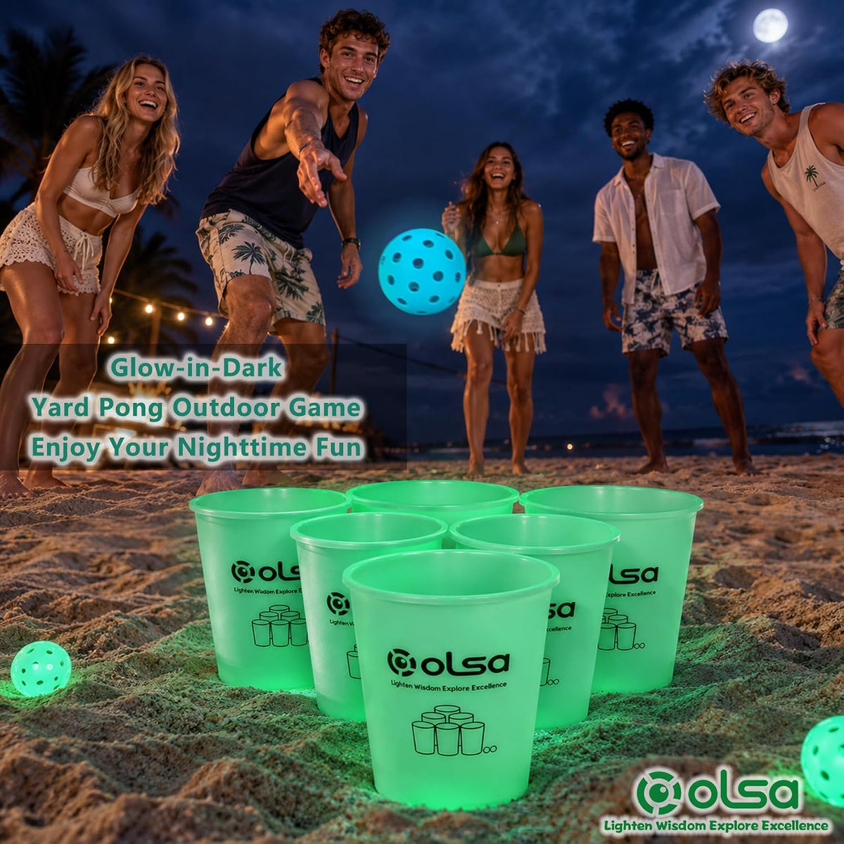 Olsa giant yard pong outdoor game with 12 plastic buckets, 4 balls and carry bag - view 19