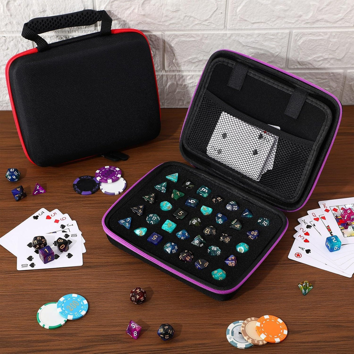 Aoriher 1 Pcs Dice Case with Removable Slotted Tray - Red,Purple - image 3