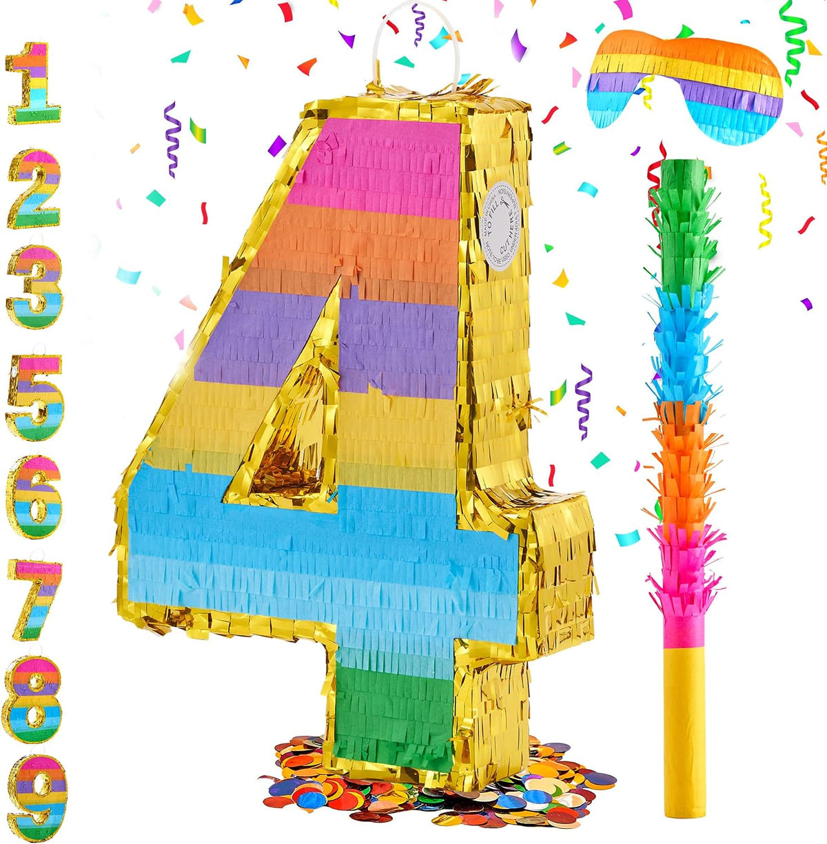 Rainbow Number 5 Pinata for 5th Birthday Party Decorations - 4