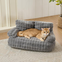 Cat Couch Bed, Cute Pet Sofa for Indoor Cats, 26"x15" - Grey / 26"L x 15"W x 12.5"Th - image 2