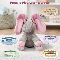 Dimple Kaia Peek-A-Boo Elephant, Interactive Singing Plush Toy - Pink Elephant With Batteries - image 3