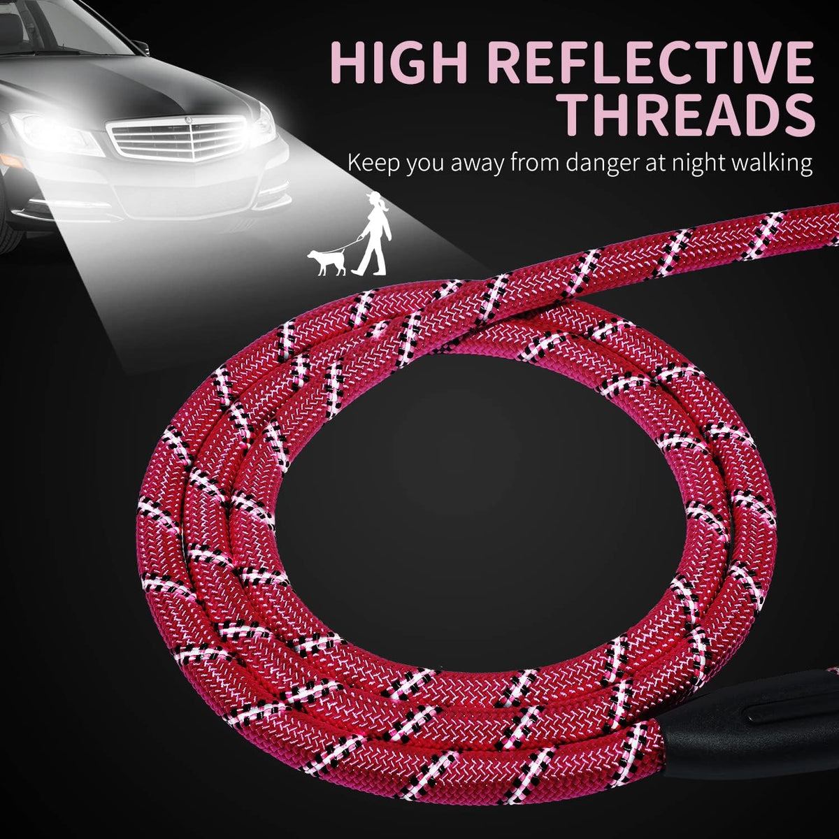 Hi Kiss Dog/Puppy Obedience Recall Training Agility Lead - 30 Feet / U1:Pink-Diam 1/3" - image 3
