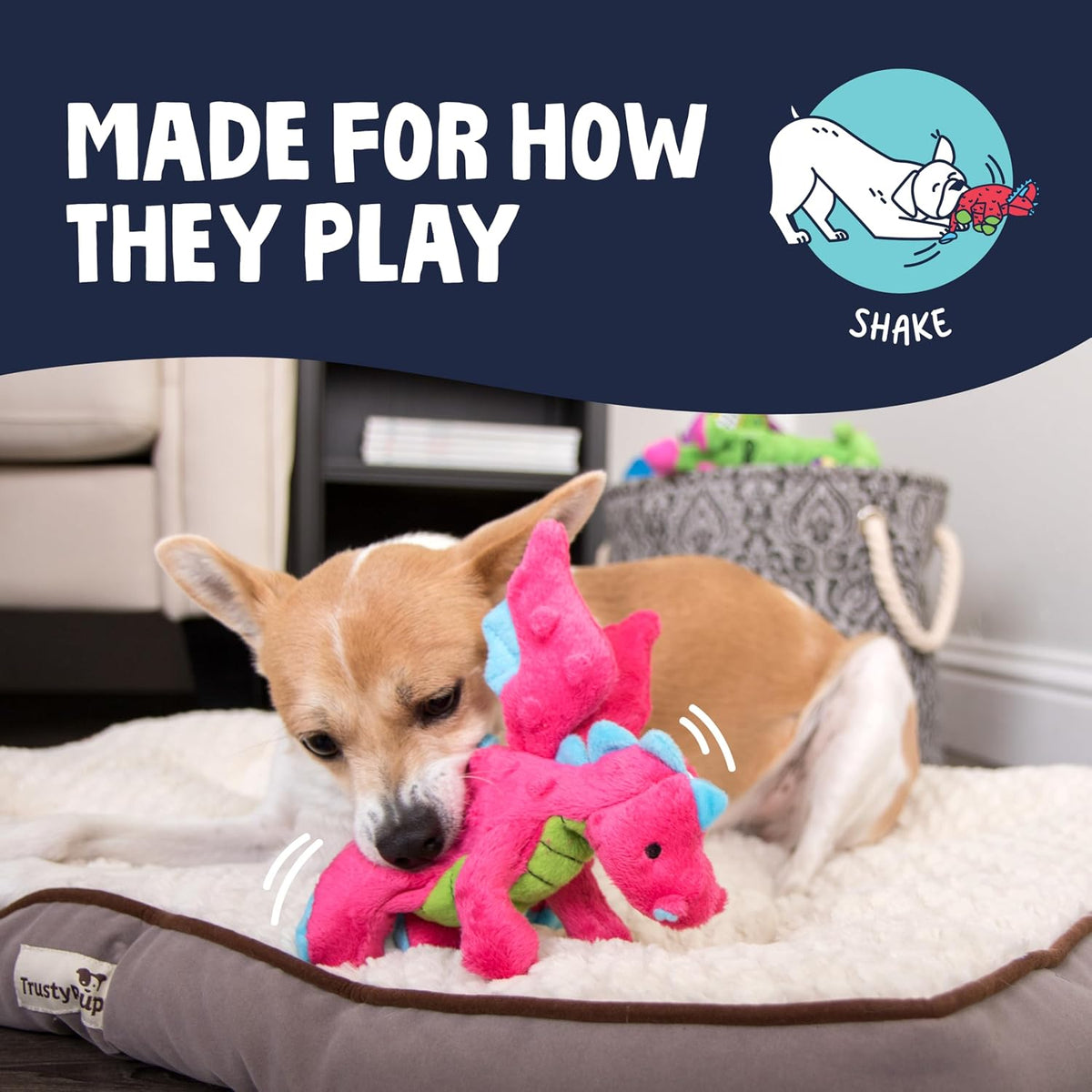 goDog Bubble Plush Dragons Squeaky Dog Toy - Dragons (Pink) / Small (Pack of 1) - image 4