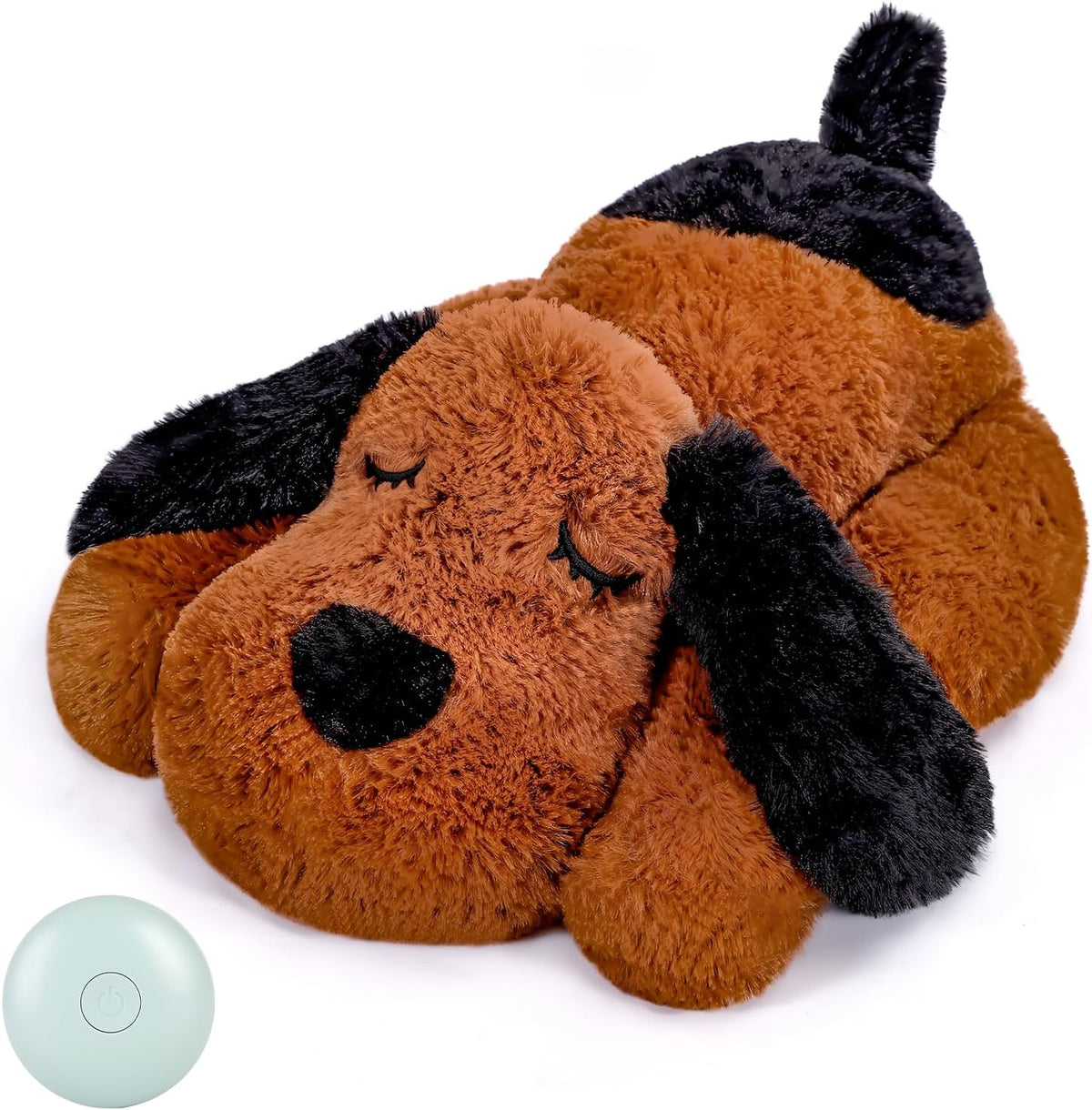 WEOK Heartbeat Puppy Toy, Comfort Cuddler Pillow - dark brown