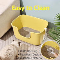 SpaceTime Extra Large Litter Box with High Sides,XL Low Entry Multi Cat Litter Pan for Kittens,Jumbo Litter Boxes for Big Cats,Anti-Splashing Cat Boxes for Indoor Cats,Open Top,Easy to Clean (Black)