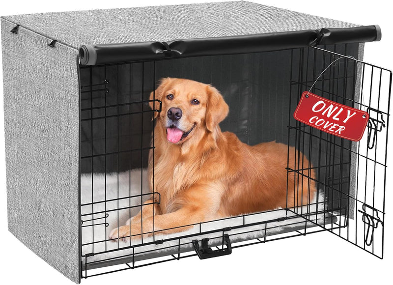 Akinerri Dog Crate Cover, Double Door Waterproof Kennel Cover - 36.0"L x 23.0"W x 24.8"H / Grey