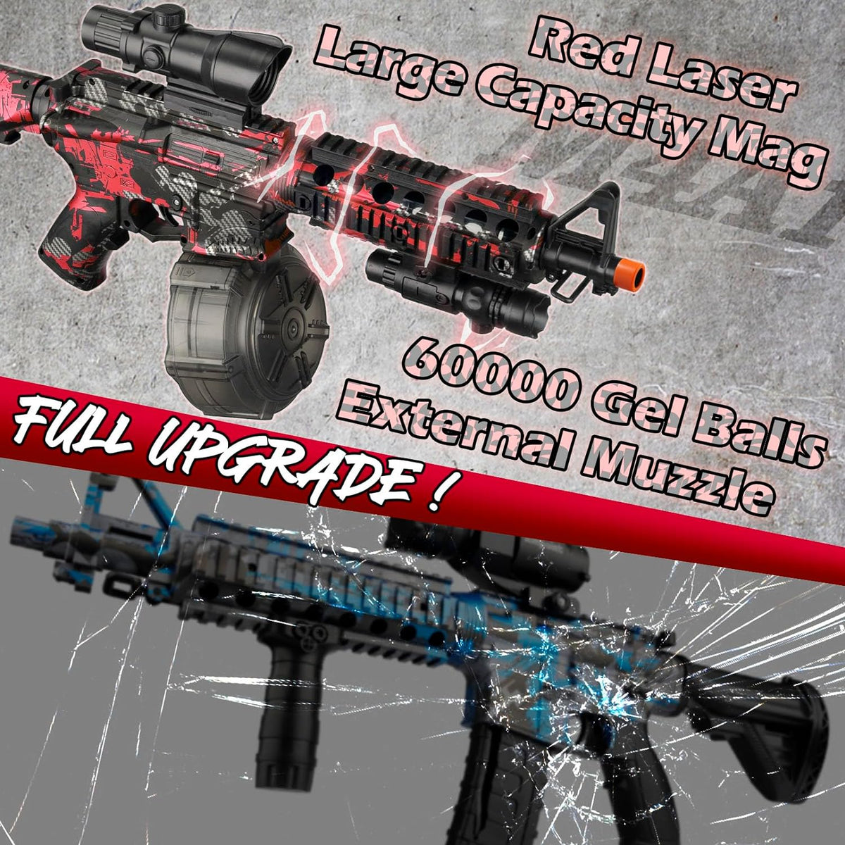 Large Electric Gel Splat Blaster, Automatic and Manual with 60 - Red - image 4