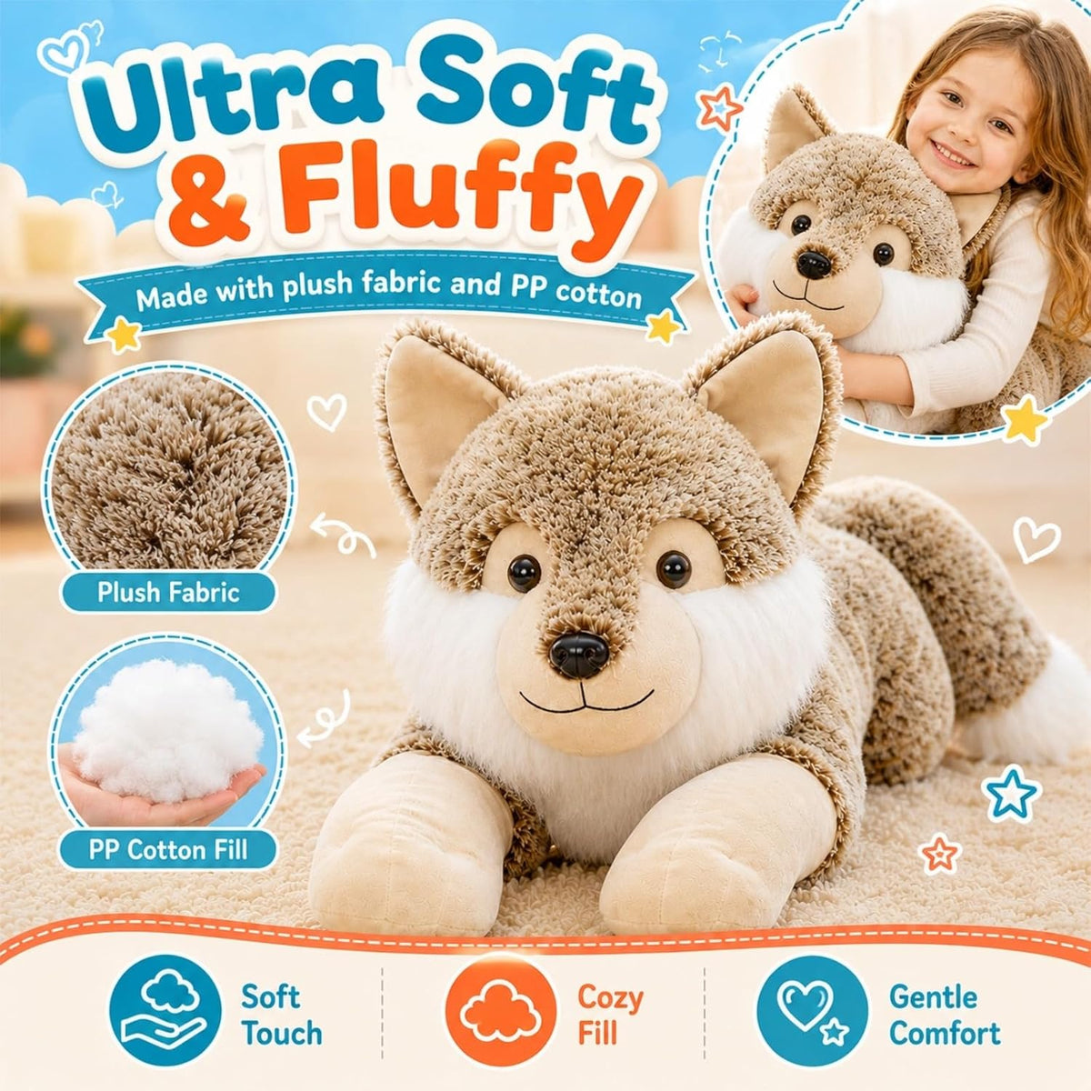 BENINY 31 Inch Giant Bunny Stuffed Animal - Wolf_gray 30in - image 3