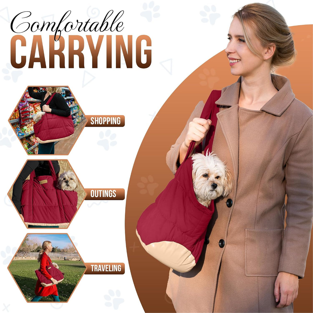 Plush Dog Purse Carrier for Small Dogs, Soft Tote, Black – Essentials for Dogs - Plush Red - image 2