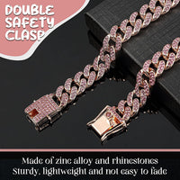 LEIFIDE Cuban Link Dog Collar Chain 12mm, Rose Gold, Pink - 18 Inches / Rose Gold, Pink - image 3