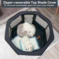 PETSFIT Portable Dog Playpen 36", Removable Waterproof Mat - Blue / Large (45.5"x45.5"x28.5", 2 Doors) - image 2