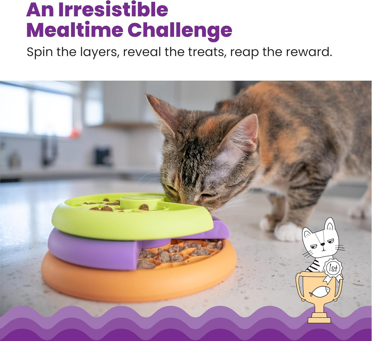 Catstages Slow Feeder Bowl & Treat Puzzle Cat Toy - Lickin' Layers - image 2