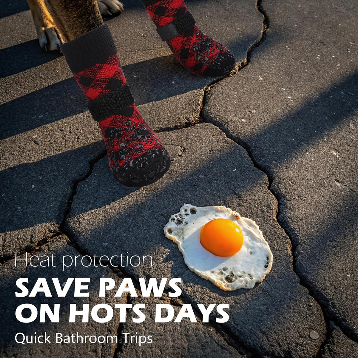 EXPAWLORER Dog Socks for Hot Pavement Summer to Prevent Licking Paws - M / Red&Black - image 4