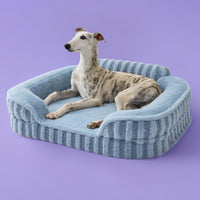 LE SURE Cute Cozy High Back Orthopedic Dog Beds Medium Size Dog - 28.0"l X 23.0"w X 6.5"th / Blue