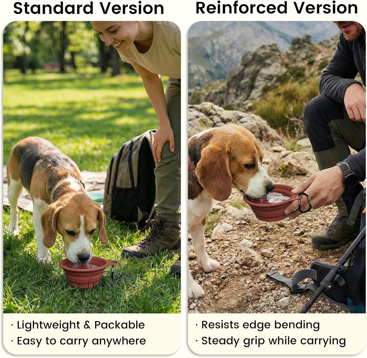 OHMO Collapsible Dog Bowls for Pet Travel, Coral&Brick Red - Steel 2x12oz / Erythrinus&Coral - image 4