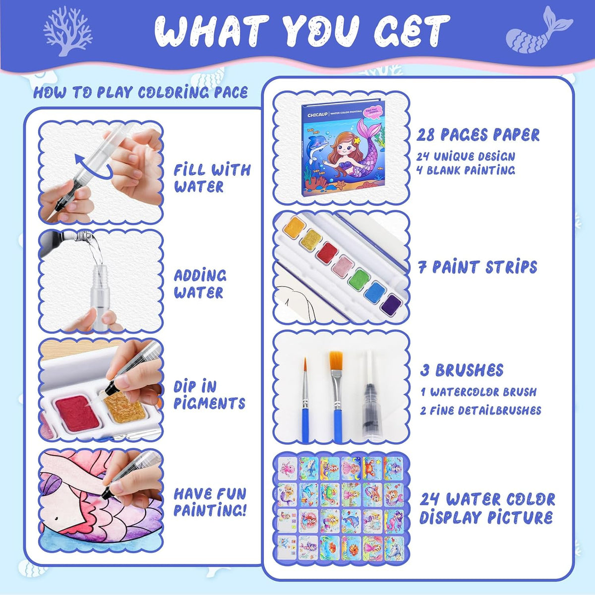 CHICAUP Paint with Water Coloring Books for Kids - Blue - image 2