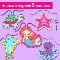 KRAFUN Princess, Unicorn & Mermaid Lacing Cards Age 3+ - Mermaid - Standard - image 3