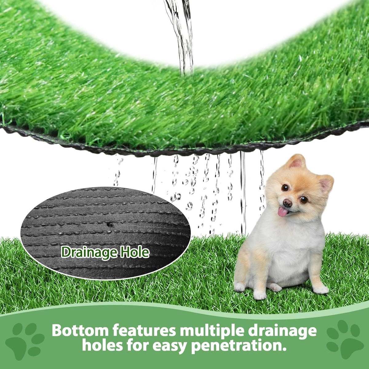 30 x 20 inches 2 Pack Fake Grass Pee for Dogs Artificial Grass Rug - 23.5 x 19.5 Inch (Pack of 1) - image 4