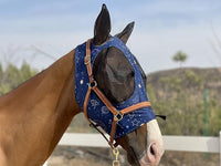Horse Fly Mask Super Comfort Horse Fly Mask Elasticity Fly Mask with Ears We Only Make Products That Horses Like… (Midnight Blue, L)
