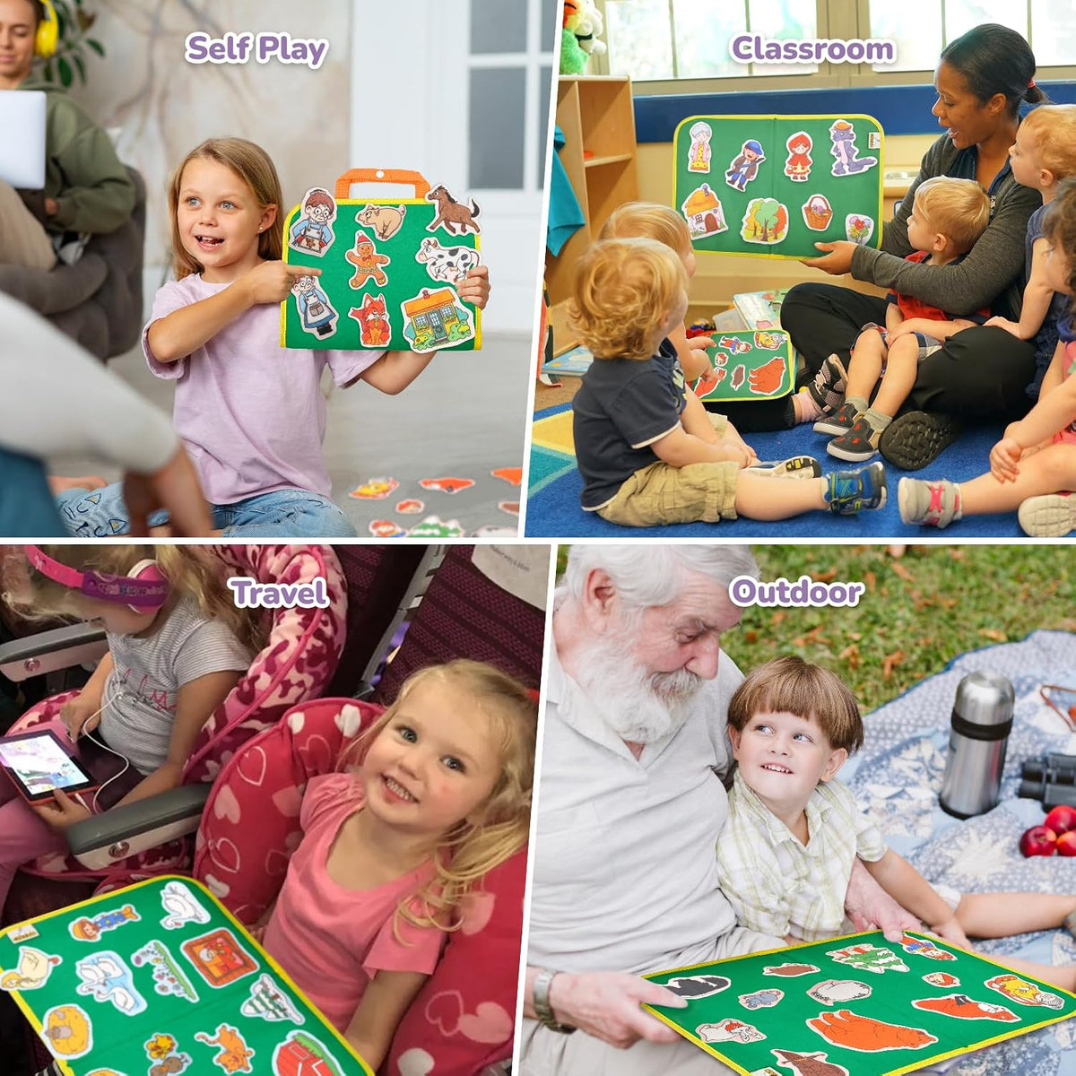CHEFAN Felt Board for Toddlers, Felt Story Board - The Little Red Riding Hood &3 Other Stories - image 4