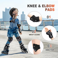 2PM SPORTS Knee and Elbow Pads Set with Wrist Guards for Kids Girls - Black / Medium - image 2