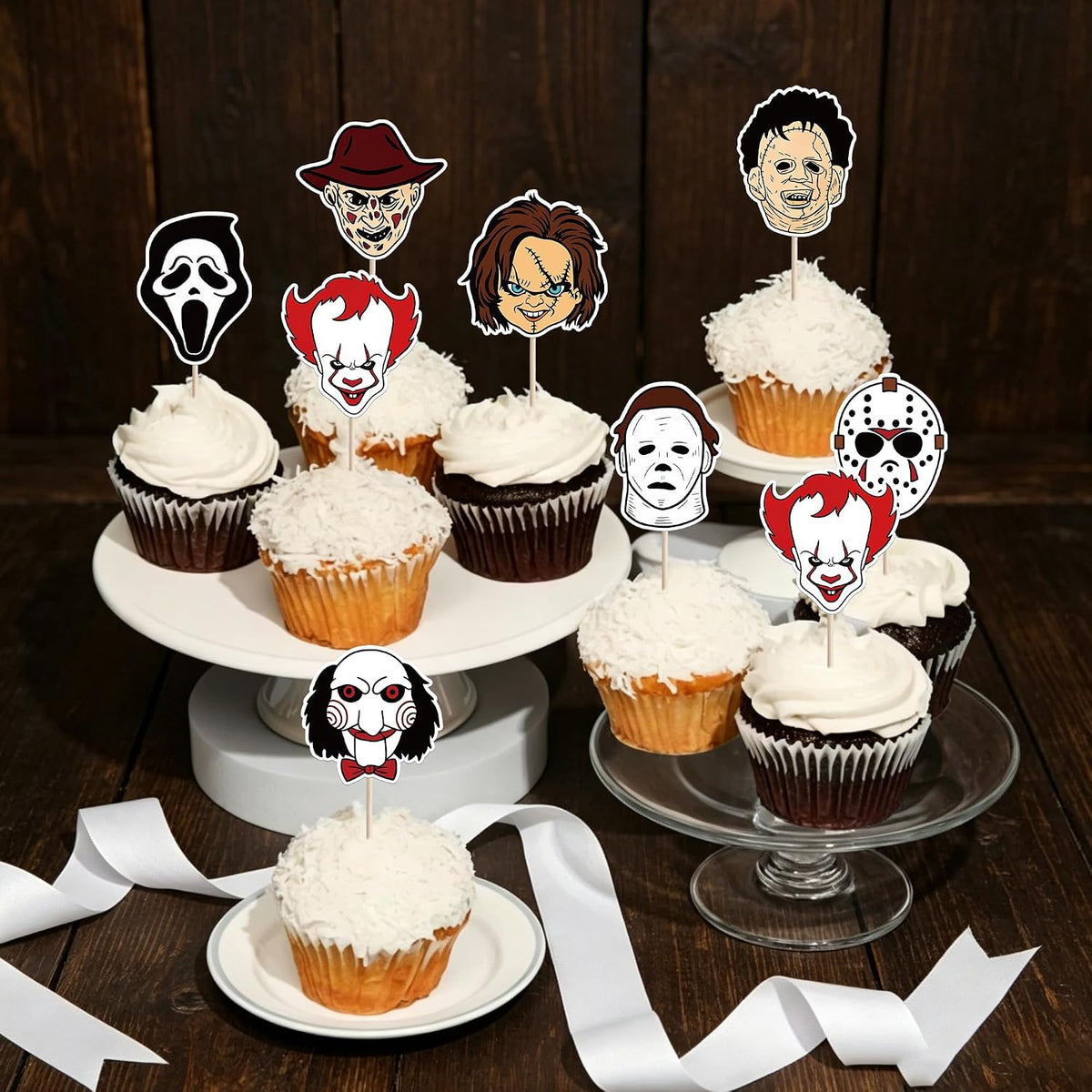 Rsstarxi 24 Have a Killer Birthday glitter horror cupcake toppers - view 13