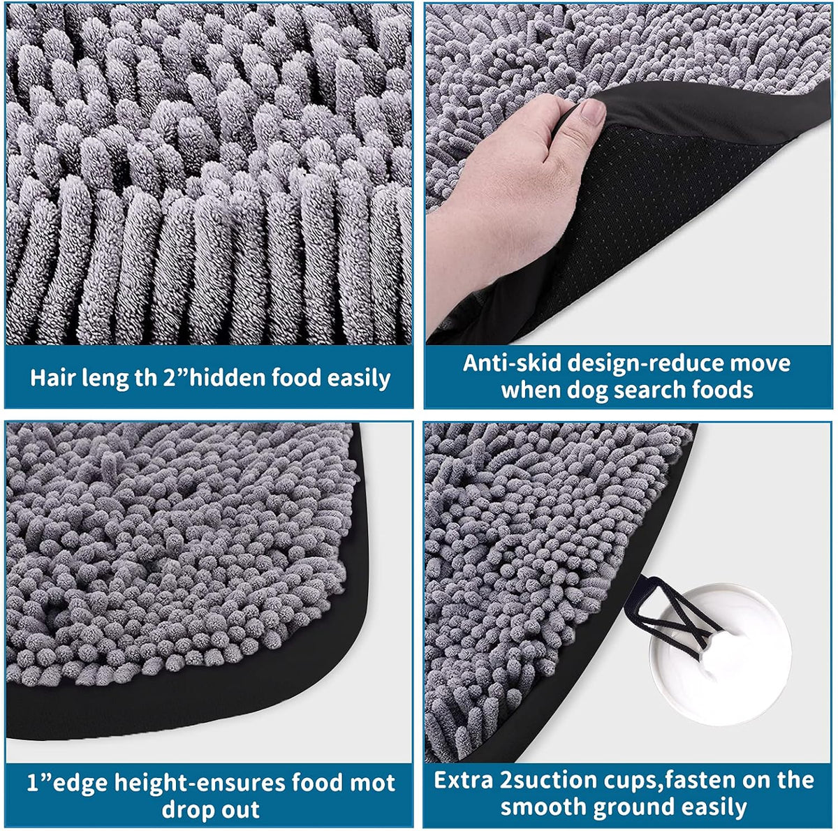 Snuffle Mat for Dogs, 17" x 21" Dog Snuffle Mat Interactive Feed Game for Boredom, Encourages - Black - image 4