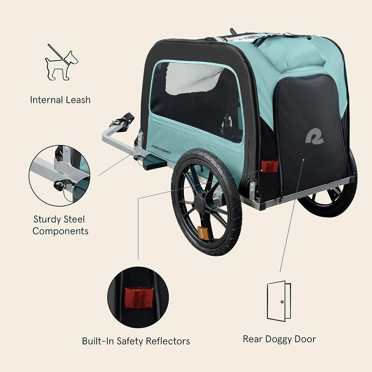 Retrospec Rover Waggin' Pet and Dog Bike Trailer - Blue Ridge / Trailer - image 4