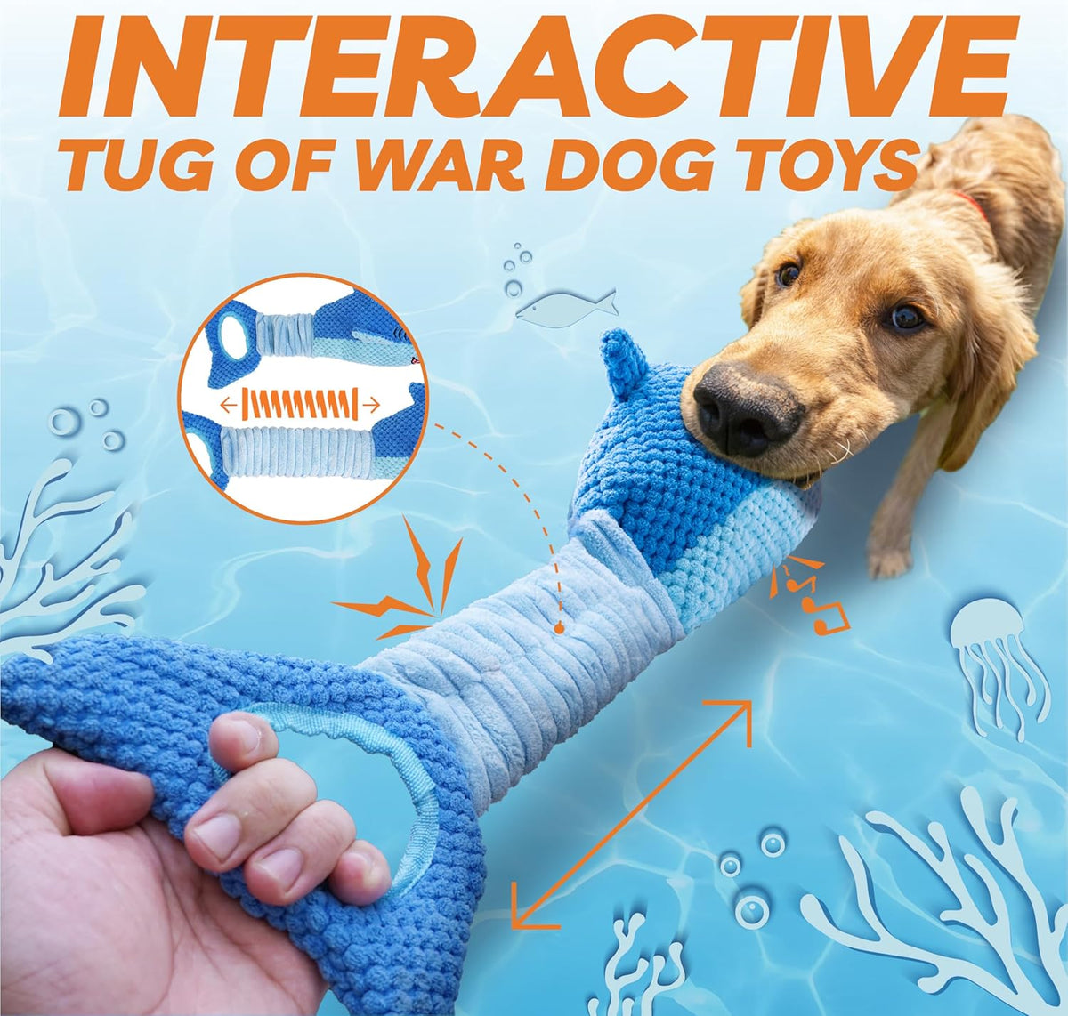 LEGEND SANDY Tough Dog Toys - 1 Pack Blue Shark (Large) - image 2
