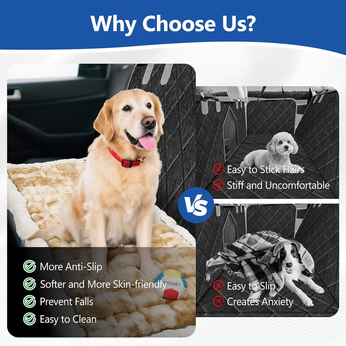 Thickened Dog Bed for Car Back Seat, Upgraded Bottom Non-Slip - Yellow-white - image 4