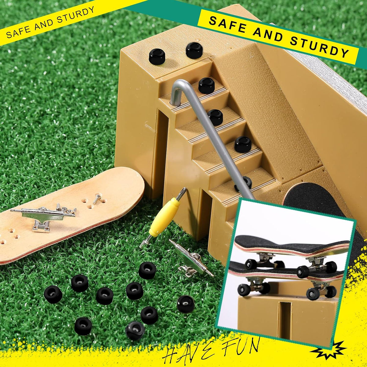 Zhehao fingerboard wheels and trucks set with four bearing wheels, two alloy trucks and two screwdri - view 10