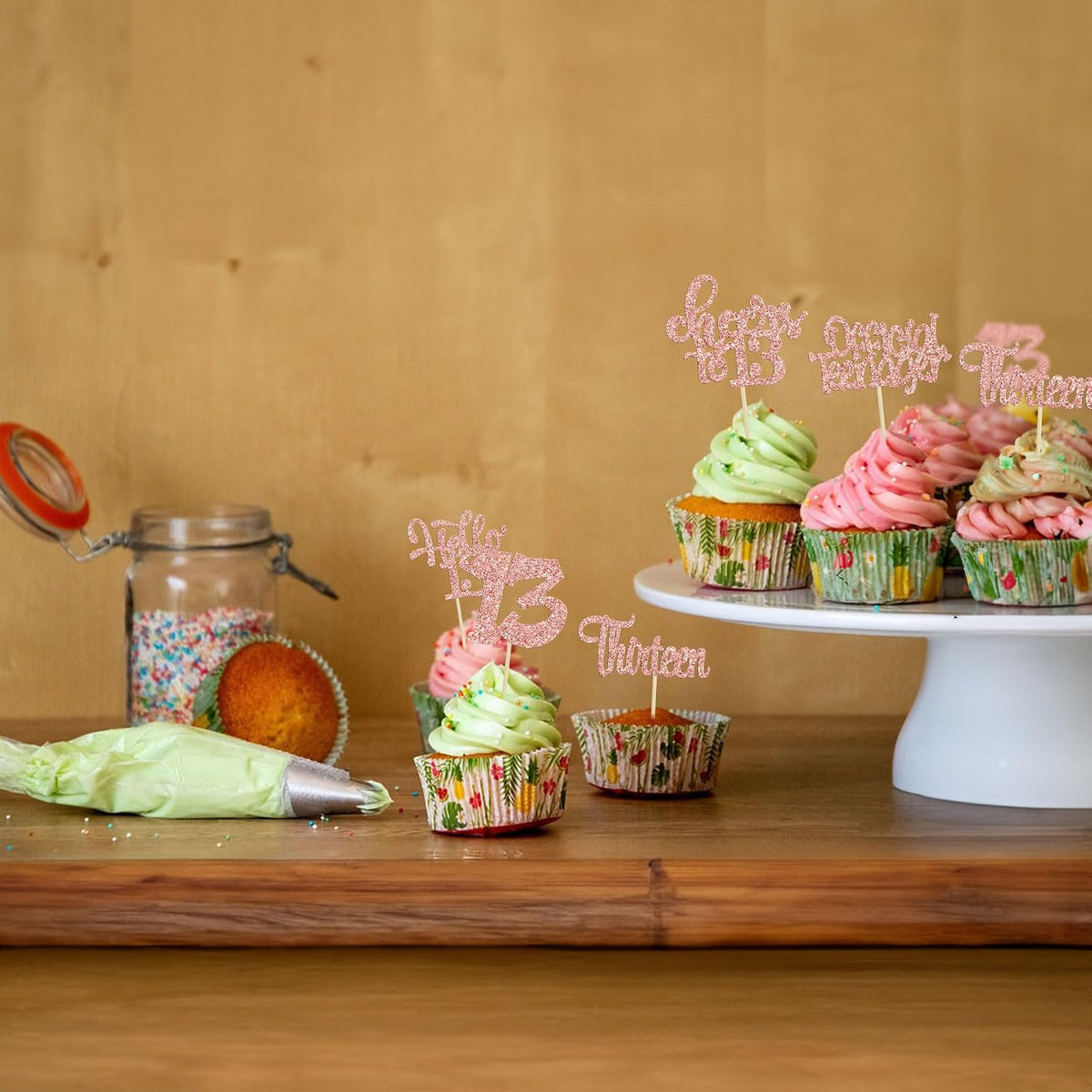 30pcs 16th Birthday Cupcake Toppers - 13th / Rose Gold - image 4