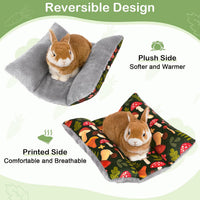 15"x14" Soft Plush Rabbit Bed Washable Cuddle Mat for Small Pets – Daily Care for Small Pets - Green Mushrooms / Medium - image 3