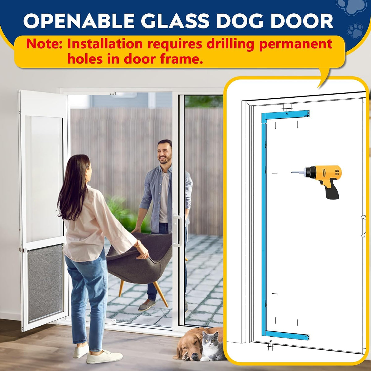 Large Dog Door for Sliding Glass Door - 81" Sliding Door / Xlarge - 1 Flap - image 3