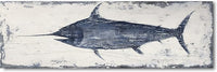 Yihui Arts Indigo Blue Swordfish Canvas Wall Art Painting Pictures for Living Room Bedroom Bathroom Decor