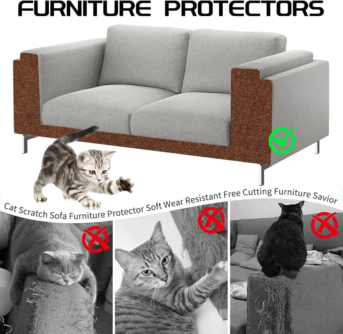 2 Pcs Self-Adhesive Cat Scratch Mat - Brown - image 2
