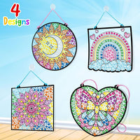 BANBBUR window art kit with butterfly, rainbow, mandala and moon gem suncatchers - view 3