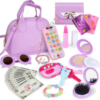 Kids Purple Play Purse Set for Little Girls 3-5 with Wallet - Purple