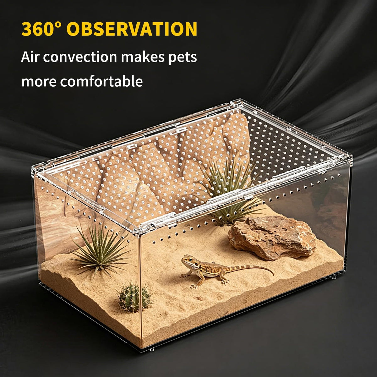 【No Assembly】 Reptile Tank Enclosure with Magnetic Button.16" * 10" * - 12" * 8" * 6" - image 4