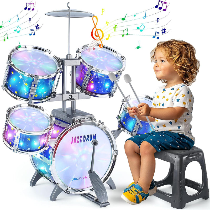 LinseyFun Upgraded Kids Drum Set for Toddlers 3-5