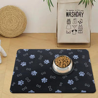 Pet Cat Dog Food Mat Non Slip Mat for Dog Water Bowl Mat Quick Dry - Black / 24*16.9 in