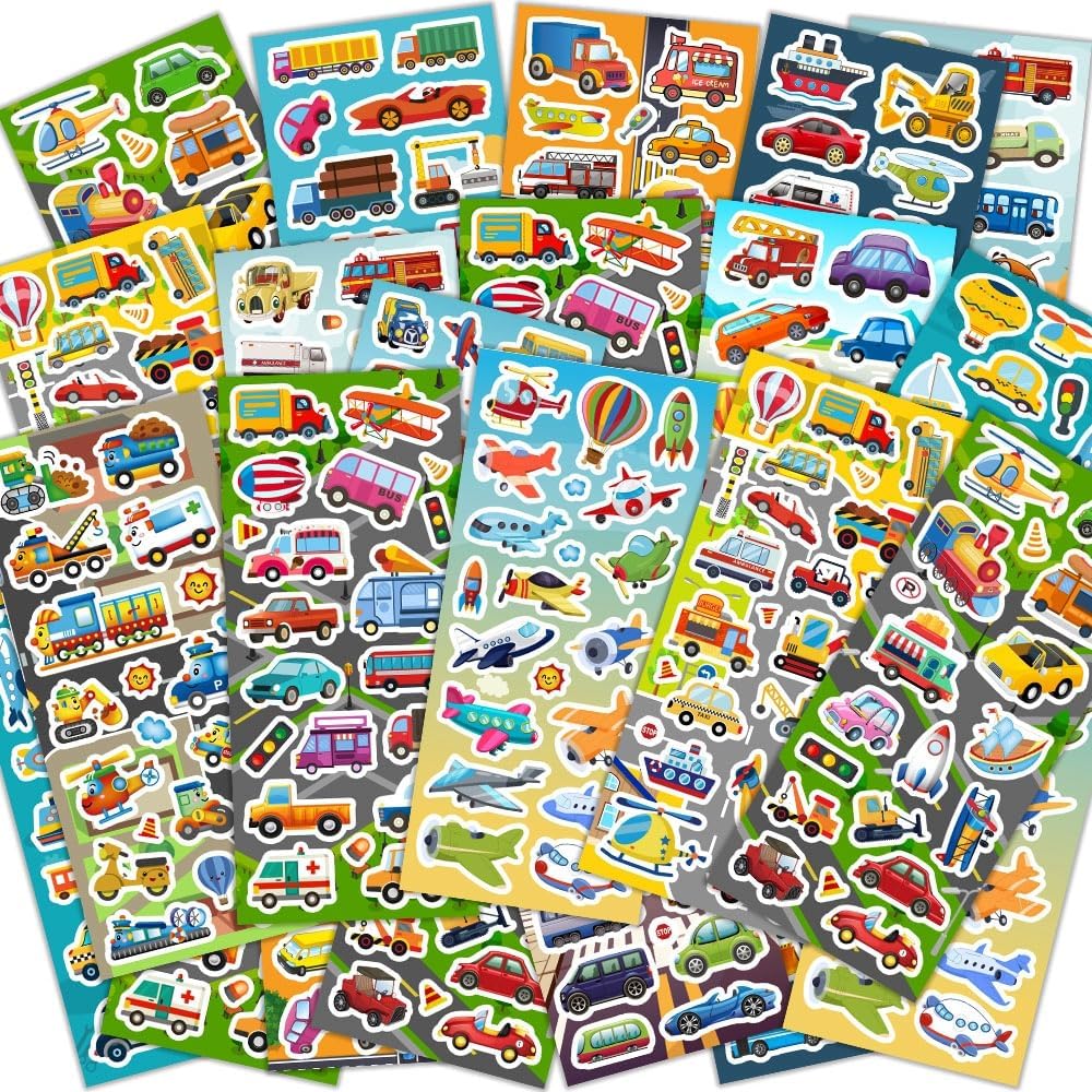 48 Sheets Stickers for Kids - 36 cars stickers