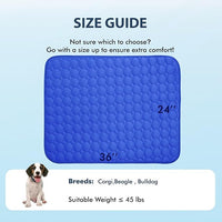 MICROCOSMOS Summer Cooling Mat & Sleeping Pad- Water Absorption Top, Materials Safe, Easy Carry, EZ Clean. Keep Cooling for Pets, Kids and Adults.(Dark Blue, 36" x24")