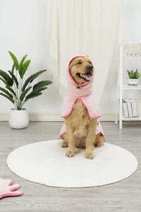 Pawyee Super Soft Fast-Drying Dog Towel with Drying Gloves for Cold - X-Large / Pink Dino - image 3