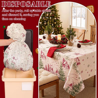 3 Pack Plastic Birthday Tablecloth - Vintage Christmas Toile - image 4