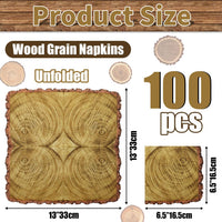 PTECDROTS 100 pack brown wood grain paper napkins for rustic and lumberjack parties - view 31